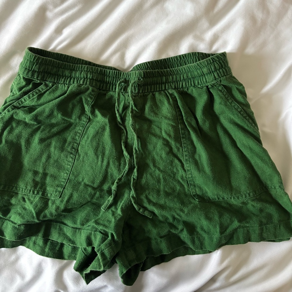 J. Crew Green Linen Shorts